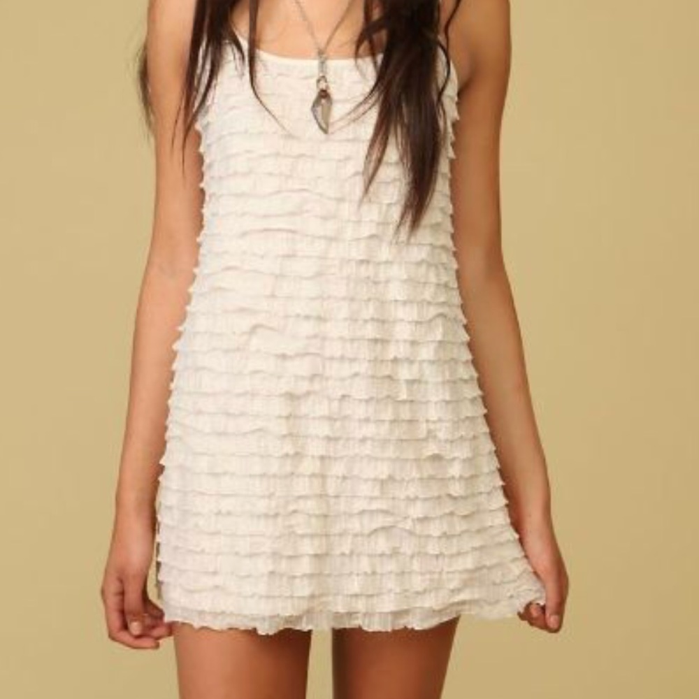 Free People Rows of Ruffles Dress Ivory Me…